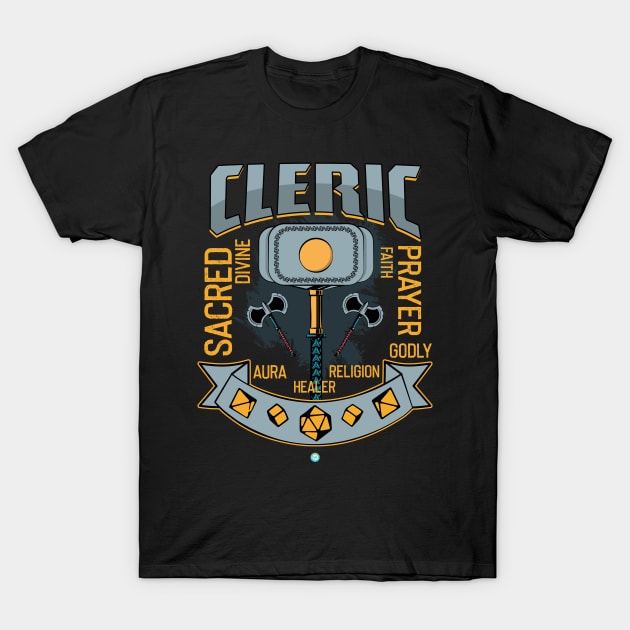 Cleric Tabletop Class Pen and Paper DnD Gift T-Shirt by woormle